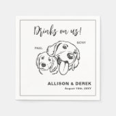 Schwarz-Weiß-Minimalistische Hundekatze Serviette (Vorderseite)