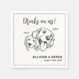 Schwarz-Weiß-Minimalistische Hundekatze Serviette