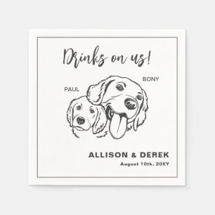 Schwarz-Weiß-Minimalistische Hundekatze Serviette