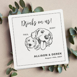 Schwarz-Weiß-Minimalistische Hundekatze Serviette