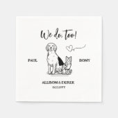 Schwarz-Weiß-Minimalistische Hundekatze Serviette (Vorderseite)