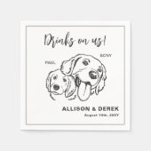 Schwarz-Weiß-Minimalistische Hundekatze Serviette (Vorderseite)