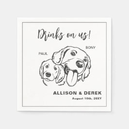 Schwarz-Weiß-Minimalistische Hundekatze Serviette