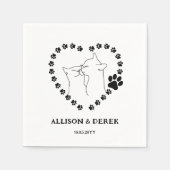 Schwarz-Weiß Minimalistische Katzen Haustier Hochz Serviette (Vorderseite)