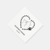 Schwarz-Weiß Minimalistische Katzen Haustier Hochz Serviette (Ecke)