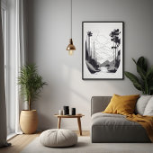 Schwarz-Weiß-Minimalistische Landschaft Abstrakte Poster