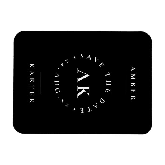 Schwarz-Weiß-Minimalistische Monogramm Save the Da Magnet (Horizontal)