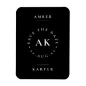 Schwarz-Weiß-Minimalistische Monogramm Save the Da Magnet (Vertikal)