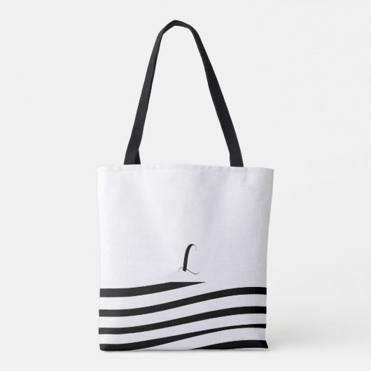 Schwarz-Weiß-Minimalistische Monogramm Streifen Tasche (Rückseite)