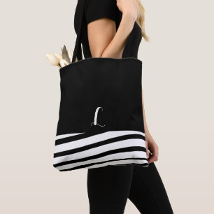 Schwarz-Weiß-Minimalistische Monogramm-Tasche Tasche