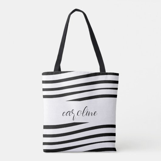 Schwarz-Weiß-Minimalistische Monogramm-Tasche Tasche (Rückseite)