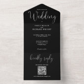 Schwarz-Weiß-Minimalistische QR-Hochzeit All In One Einladung (Innen Boden)