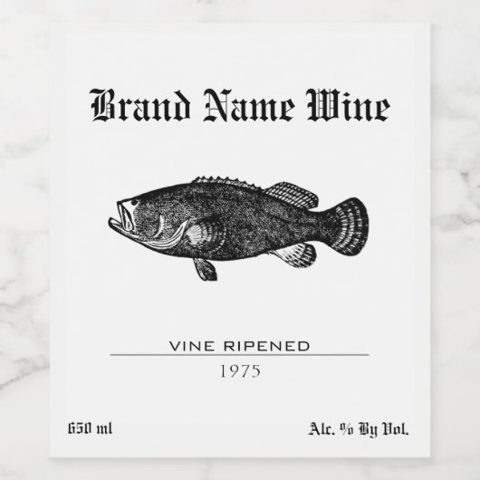 Schwarz-Weiß-Minimalistische schwarze Gruppe Weinetikett (Einzelnes Label)