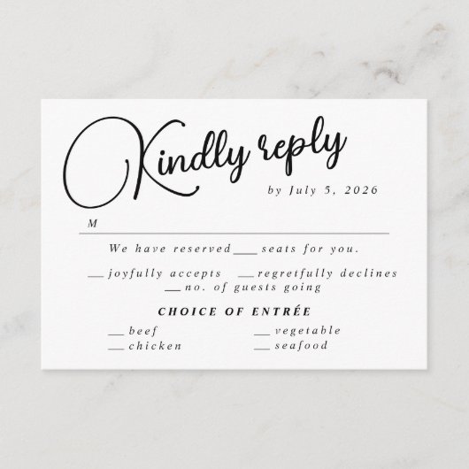 Schwarz-Weiß-Minimalistische Script-UAWG Wedding Begleitkarte (Vorderseite)