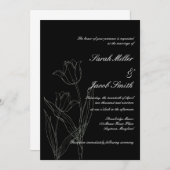 Schwarz-Weiß-Minimalistische Tulip-Hochzeit Einlad Einladung (Vorne/Hinten)