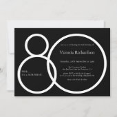 Schwarz-Weiß-Minimalistische Überraschung 80. Gebu Einladung (Vorderseite)