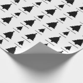 Schwarz-Weiß-Minimalistische Weihnachtsbaummuster Geschenkpapier (Ecke)