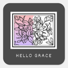 Schwarz-weiß Minimalistischer Hello Grace Sticker