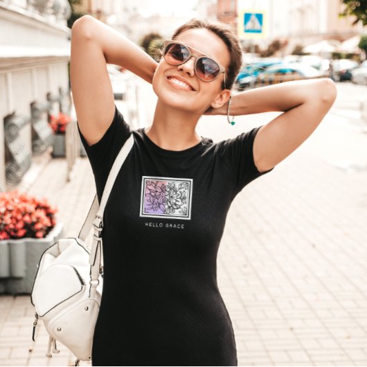 Schwarz-weiß Minimalistischer Hello Grace T - Shir T-Shirt