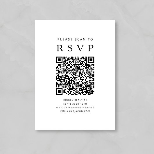 Schwarz-Weiß-Minimalistischer-Hochzeits-QR-Code Begleitkarte
