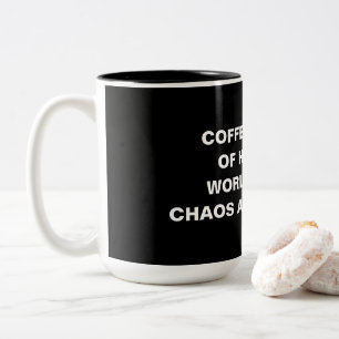 Schwarz-Weiß-Minimalistischer lustiger Kaffee-Zita Zweifarbige Tasse