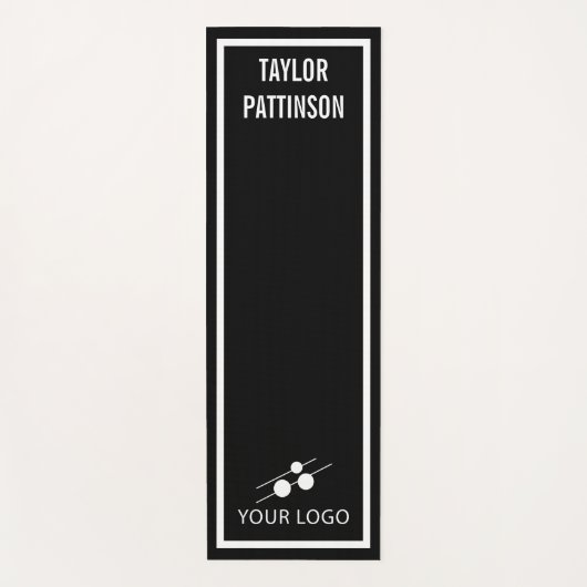 Schwarz-weiß Minimalistischer Name und Logo Yogamatte (Vorderseite)