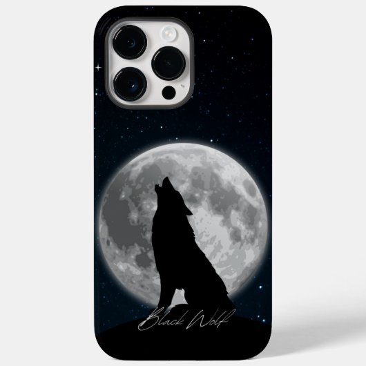 Schwarz-Weiß-Minimalistischer Schwarzer Wolf Case-Mate iPhone Hülle (Rückseite)