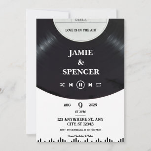 Schwarz-weiß minimalistischer Vinyl-Schallplatte Einladung