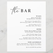 Schwarz-weiß Minimalistisches Bar Menu für moderne (Vorderseite)