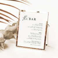 Schwarz-weiß Minimalistisches Bar Menu für moderne