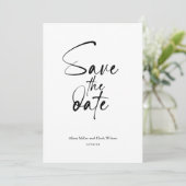 Schwarz/Weiß Minimalistisches, feines Save the Dat Einladung (Stehend Vorderseite)