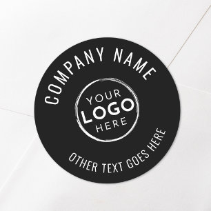 Schwarz Weiß Minimalistisches Firmenlogo Runder Aufkleber