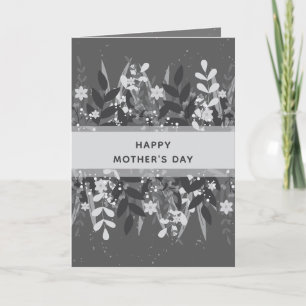 Schwarz-weiß minimalistisches florales Band Mutter Karte
