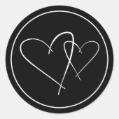 Schwarz-Weiß-Minimalistisches Handgezogenes Herz Runder Aufkleber (Vorderseite)