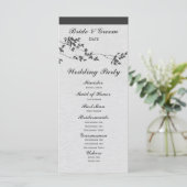 Schwarz-weiß minimalistisches Hochzeitsprogramm mi Programm (Stehend Vorderseite)