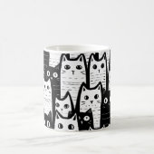 Schwarz-Weiß-Minimalistisches Katzenmuster Kaffeetasse (Mittel)