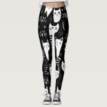 Schwarz-Weiß-Minimalistisches Katzenmuster