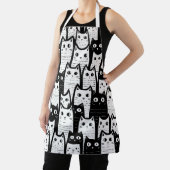 Schwarz-Weiß-Minimalistisches Katzenmuster Schürze (InSitu)