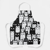 Schwarz-Weiß-Minimalistisches Katzenmuster Schürze (Vorderseite)