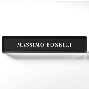 Schwarz-weiß minimalistisches modernes Design Namensplakette