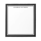 Schwarz-weiß minimalistisches Monogramm Notizblock (Vorderseite)