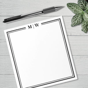 Schwarz-weiß minimalistisches Monogramm Notizblock