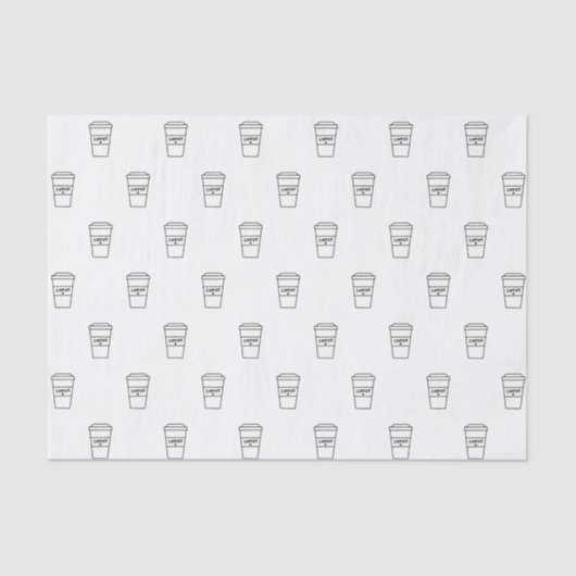 Schwarz-Weiß-Minimalistisches Niedlich-Kaffeecup-M Seidenpapier (Vorderseite)