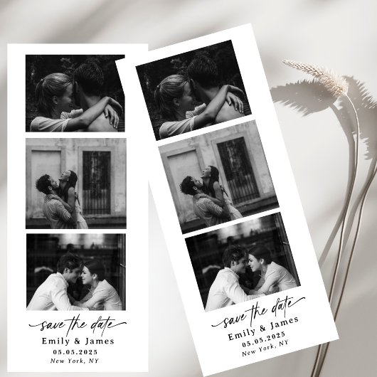 Schwarz-Weiß minimalistisches "Save the Date" Einladung