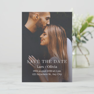 Schwarz-Weiß minimalistisches stilvolles Foto Save The Date