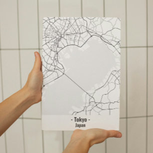 Schwarz-Weiß-Minimalistisches Tokyo City-Poster Poster