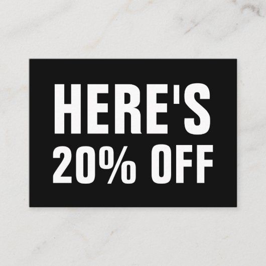 Schwarz-Weiß-Minimalkarte Rabattkarte (Vorderseite)