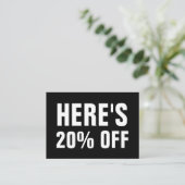 Schwarz-Weiß-Minimalkarte Rabattkarte (Stehend Vorderseite)