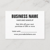 Schwarz-Weiß-Minimalkarte Rabattkarte (Rückseite)