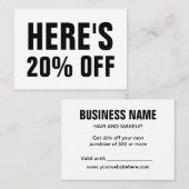 Schwarz-Weiß-Minimalkarte Rabattkarte (Vorne/Hinten)